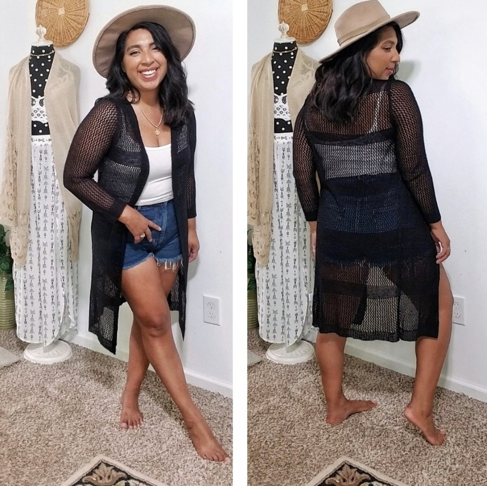 GOOD VIBES BLACK STRIPE CARDIGAN